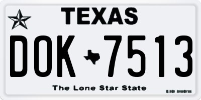 TX license plate DOK7513