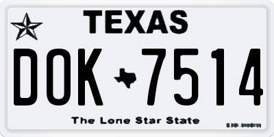 TX license plate DOK7514