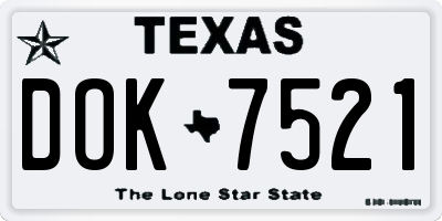 TX license plate DOK7521