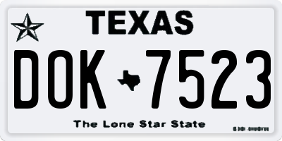 TX license plate DOK7523