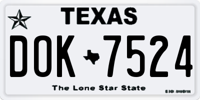 TX license plate DOK7524