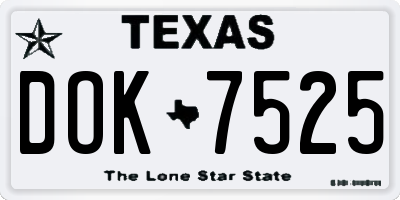 TX license plate DOK7525
