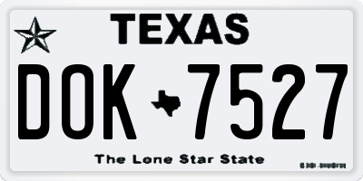 TX license plate DOK7527