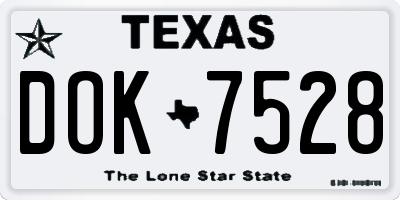 TX license plate DOK7528