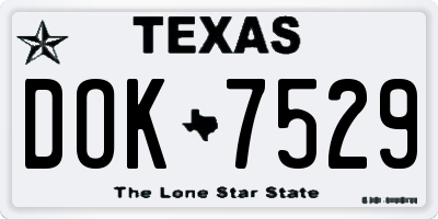 TX license plate DOK7529