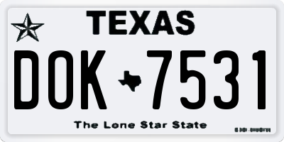 TX license plate DOK7531