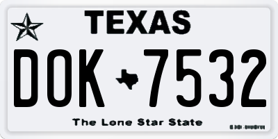 TX license plate DOK7532