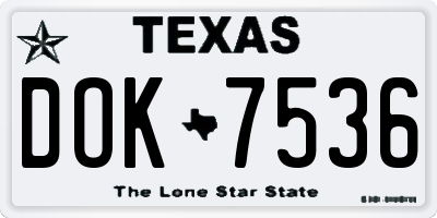 TX license plate DOK7536