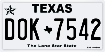 TX license plate DOK7542
