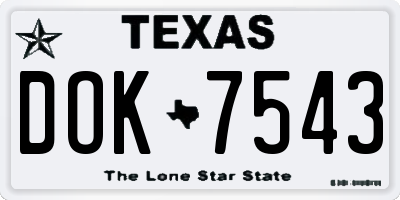 TX license plate DOK7543