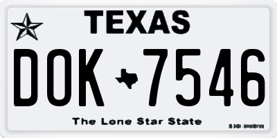 TX license plate DOK7546