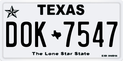 TX license plate DOK7547