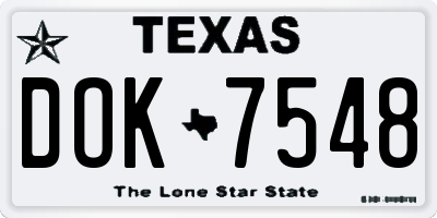 TX license plate DOK7548