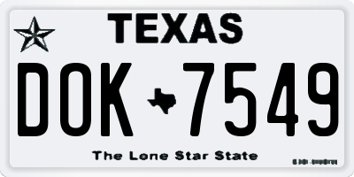 TX license plate DOK7549