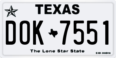 TX license plate DOK7551