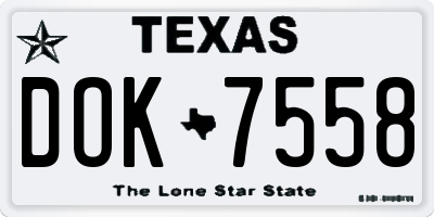 TX license plate DOK7558