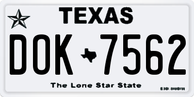 TX license plate DOK7562