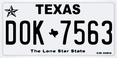 TX license plate DOK7563