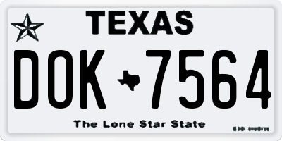 TX license plate DOK7564