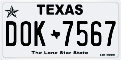TX license plate DOK7567