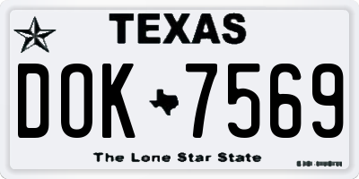 TX license plate DOK7569