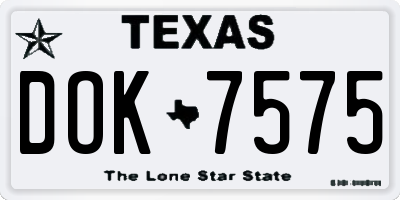 TX license plate DOK7575