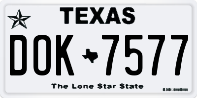 TX license plate DOK7577