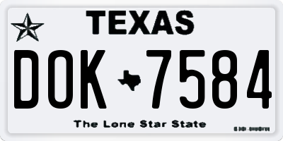 TX license plate DOK7584