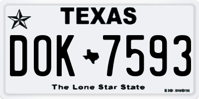 TX license plate DOK7593