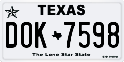 TX license plate DOK7598