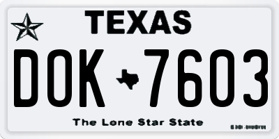 TX license plate DOK7603