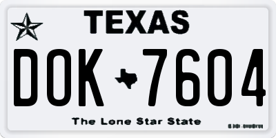 TX license plate DOK7604