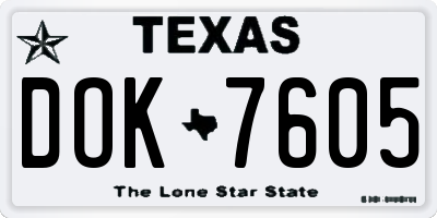 TX license plate DOK7605
