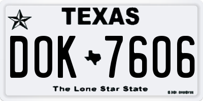 TX license plate DOK7606