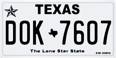 TX license plate DOK7607