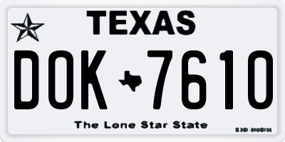 TX license plate DOK7610
