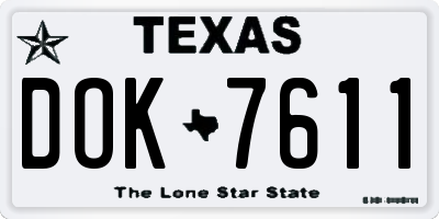 TX license plate DOK7611