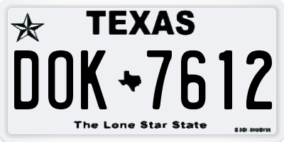 TX license plate DOK7612