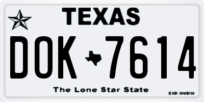TX license plate DOK7614
