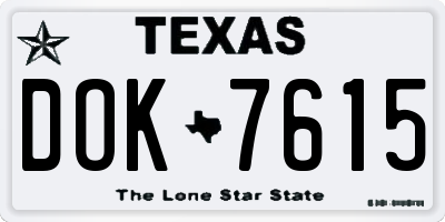 TX license plate DOK7615