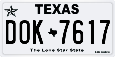 TX license plate DOK7617