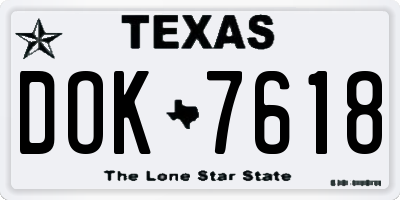 TX license plate DOK7618