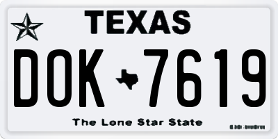 TX license plate DOK7619