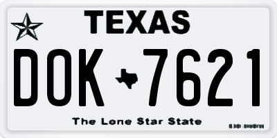 TX license plate DOK7621