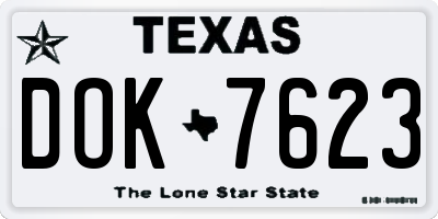 TX license plate DOK7623