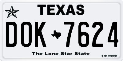 TX license plate DOK7624