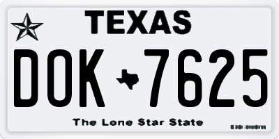 TX license plate DOK7625
