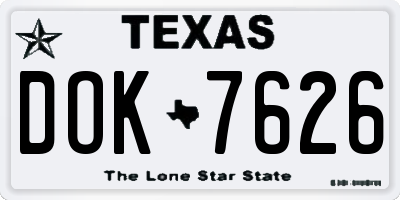 TX license plate DOK7626