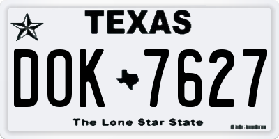TX license plate DOK7627