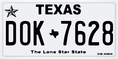 TX license plate DOK7628